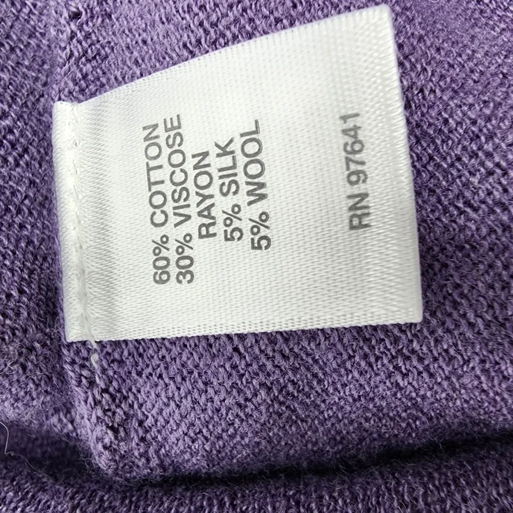 J. Jill Sweater Top Women's Medium V-Neck Oversized Silk Wool‎ Blend Purple